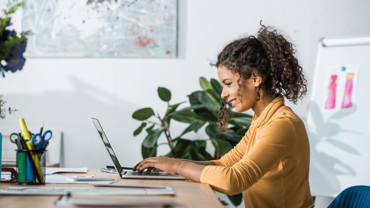 African American woman using a laptop