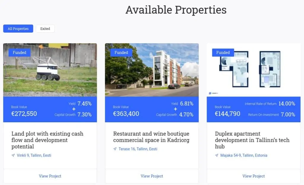 Reinvest24 Dashboard showing different investment opportunities
